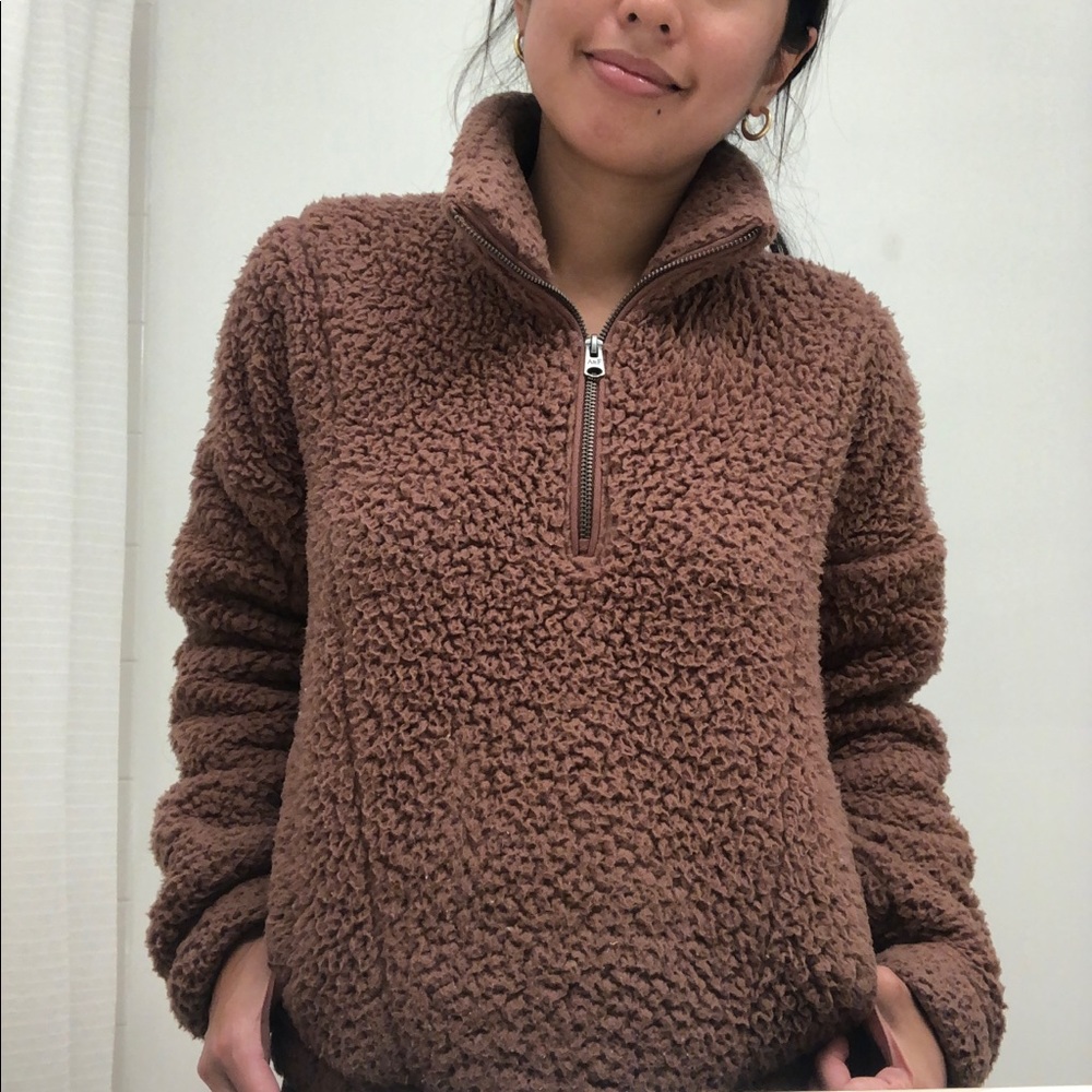 Abercrombie Half-Zip Sherpa Fleece Sweatshirt